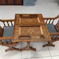 میز و صندلی دو نفره تخته نرد و شطرنج