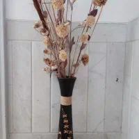 گلدان چوبی و گلدان بامبو شیشه ای وشلف دیواری