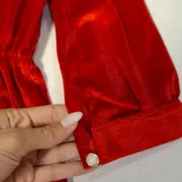 سارافون مخمل قرمز دخترانه یلدایی|کفش و لباس بچه|رشت, نیکمرام|دیوار