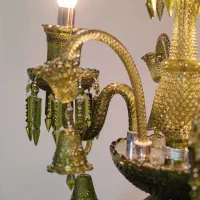 لوستر کریستالی سه شاخه سبز روشن|لوستر و چراغ آویز|تهران, بهارستان|دیوار