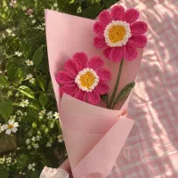 دسته گل دست‌بافت  قلاب‌بافی دست‌ساز