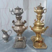 سماورزغالی جنس برنج آبکاری طلاونقره قدمت پهلوی