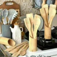 چوبی ،ست کفگیر ملاقه،نمگیر،استندکنار گاز،نظم دهنده