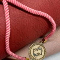 دستبند چرم// پلاک طلا ماه تولد