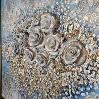 تابلو نقاشی پتینه و رزهای برجسته، ورق طلا|تابلو، نقاشی، عکس|تهران, عباسآباد|دیوار