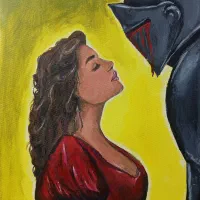 نقاشی اکریلیک شوالیه و شاهدخت