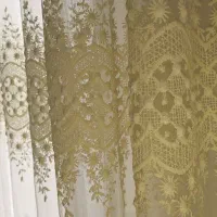 پرده حریر گلدوزی + زیر پرده + ریل