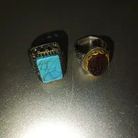 انگشتر عقیق و فیروزه