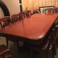 میز ده نفره انتیک چرم و چوب ده نفره ایتالیایی