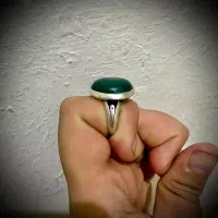 انگشتر نقره عقیق سبز رکاب دست ساز