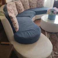 مبل u شکل  کارکرد دست دوم تمیز با جلو‌مبلی گرد|مبلمان خانگی و میز عسلی|ماکو, |دیوار