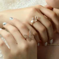 انگشتر ژوپینگ طرح گل و مروارید|بدلیجات|تبریز, |دیوار