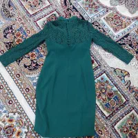 پیراهن کرپ کوتاه مناسب عروسی رنگ سبز زمردی|لباس|نیشابور, مسکن مهر نور|دیوار