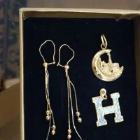 یک جفت گوشواره دو عدد پلاک طلا