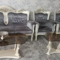 مبل استیل دودست همراه با میز وعسلی