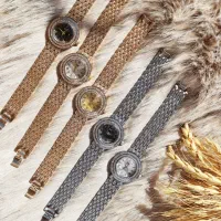 *ساعت شیک دخترانه و زنانه فلزی نگین دار