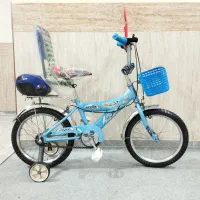 دوچرخه ۱۶ خوشرنگ سالم تمیز همراه کمکی پشتی وصندوق