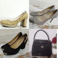 کیف و کفش مشکی /طوسی/ طلایی