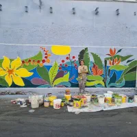 نقاشی دیواری میکروسمنت ورق طلا