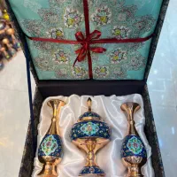 ست شکلات خوری و گلدان همراه ترمه|صنایع دستی و سایر لوازم تزئینی|اصفهان, سنبلستان|دیوار