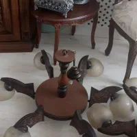 لوستر  ۶ شاخه چوبی با حباب نوری زیر  ۴ عدد