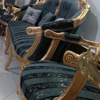 مبلمان کلاسیک طوسی چوب گردو فوم سرد نونو|مبلمان خانگی و میز عسلی|بروجرد, |دیوار