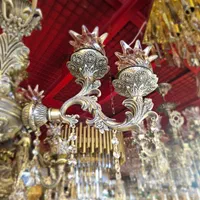 ۶شاخه برنزی باحباب وکرستال|لوستر و چراغ آویز|کرمان, |دیوار