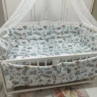 گهواره و تخت کنار مادر با رختخواب کاملا سالم|تخت و صندلی بچه|شهریار, شهریار|دیوار