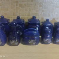 سرویس پا سماوری سورمه ای طرح طاووس|ظروف سرو و پذیرایی|قم, سنگ بند|دیوار