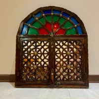 آینه پنجره سنتی چوب گردو دست ساز