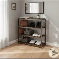 جا کفشی و قفسه کتاب چوبی|کتابخانه، شلف، قفسه‌های دیواری|جهرم, |دیوار