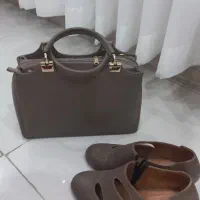 کیف و کفش ست رنگ نسکافه ای ، چرم اصل