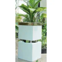 گلدان سفید طلایی شیک دوطبقه