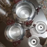 کتری استیل و قوری چینی|قوری، کتری، قهوه‌ساز دستی|محمدشهر, ولدآباد|دیوار