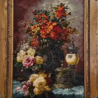 تابلو فرش دستبافت گل وفانوس