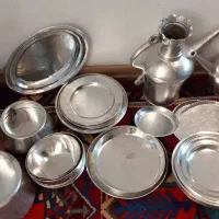 ظروف مسی قدیمی نو سفید شده یکجا فقط