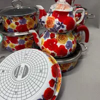 سرویس قابلمه ترکیه ای اکبند با طرح جذاب گل رز|ظروف پخت‌وپز|تهران, کیانشهر|دیوار