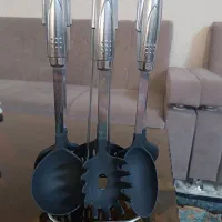 ست کفگیر ملاقه نسوز با پایه استیل