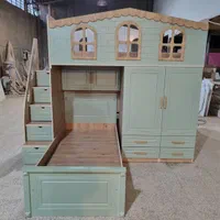 تخت دو طبقه سایز نوجوان کمد دار طرح کلبه