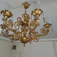 یک عدد لوستر شش شاخه طرح برنج رنگ ثابت|لوستر و چراغ آویز|چهاردانگه (تهران), |دیوار