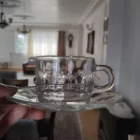 ۲دست فنجان نعلبکی انگشتی و ۲ دست ساده فرانسوی