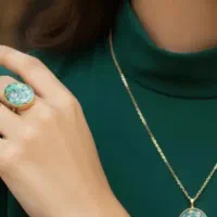 ست زیورآلات فیروزه رزینی استیل یا برنج /خاص