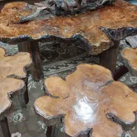 ۴ تیکه میز روستیک چوب‌کالباسی
