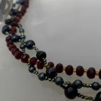 سینه ریز مروارید پرورشی سرمه ای وعقیق هندی|جواهرات|تهران, حکیمیه|دیوار