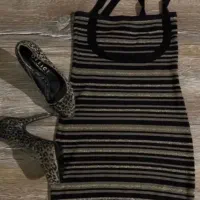 پیراهن Mango کوتاه سایزS مشکی طلایی جذب