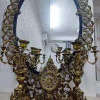 ست آیینه وشمعدان برنز اصل و سنگین|آینه|کاشان, فین کوچک|دیوار