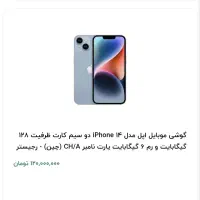 ایفون 14اکبند 128 رم 6 ابی پلمپ