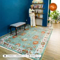 فرش کهنه نمازمینه فیروزه ای خاص و شیک با آف 20درصد