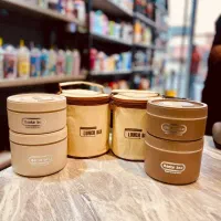 ظرف غذا داخل استیل ۲طبقه کیف دار فلاسکی چاشت