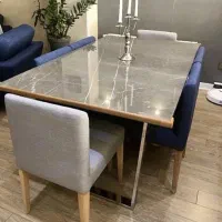 میز ۶ نفره سنگ پایه استیل خارجی